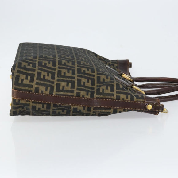 FENDI Zucca Canvas Handtasche Schwarz Braun Auth 148627