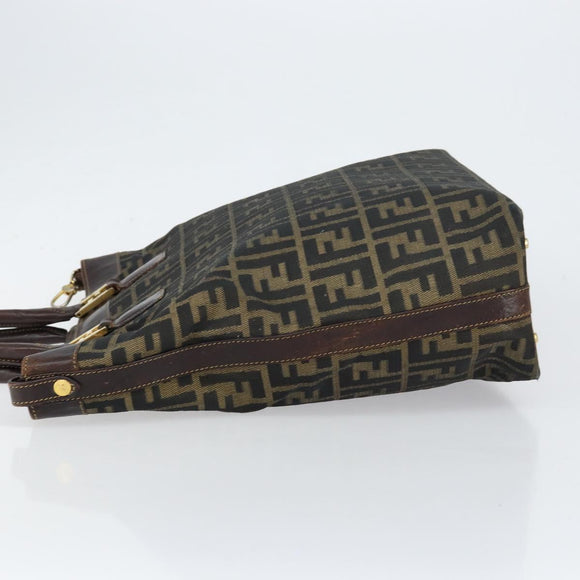 FENDI Zucca Canvas Handtasche Schwarz Braun Auth 148627