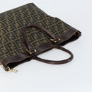 FENDI Zucca Canvas Hand Bag Black Brown Auth 148627-6