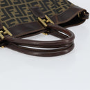 FENDI Zucca Canvas Hand Bag Black Brown Auth 148627-7