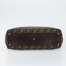 FENDI Zucca Canvas Hand Bag Black Brown Auth 148627-9