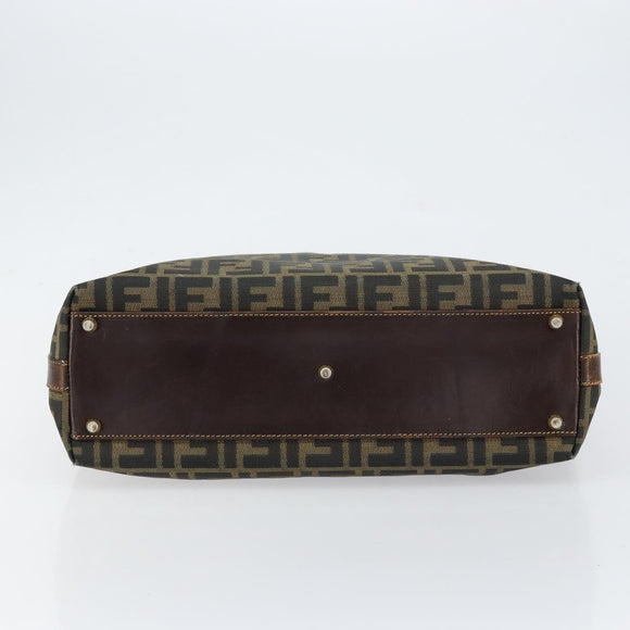 FENDI Zucca Canvas Handtasche Schwarz Braun Auth 148627