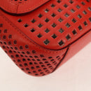 Salvatore Ferragamo Chain Shoulder Bag Leather Red Gold Auth 148629V-11