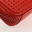 Salvatore Ferragamo Chain Shoulder Bag Leather Red Gold Auth 148629V-13