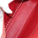 Salvatore Ferragamo Chain Shoulder Bag Leather Red Gold Auth 148629V-20