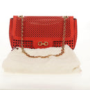 Salvatore Ferragamo Chain Shoulder Bag Leather Red Gold Auth 148629V-24