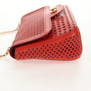 Salvatore Ferragamo Chain Shoulder Bag Leather Red Gold Auth 148629V-4