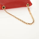 Salvatore Ferragamo Chain Shoulder Bag Leather Red Gold Auth 148629V-7