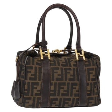 FENDI Zucca Canvas Hand Bag Black Brown Auth 148630