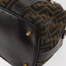FENDI Zucca Canvas Hand Bag Black Brown Auth 148630-15