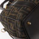 FENDI Zucca Canvas Hand Bag Black Brown Auth 148630-16