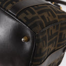 FENDI Zucca Canvas Hand Bag Black Brown Auth 148630-17