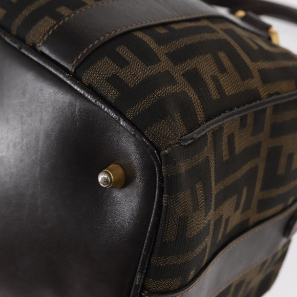 FENDI Zucca Canvas Hand Bag Black Brown Auth 148630