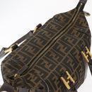 FENDI Zucca Canvas Hand Bag Black Brown Auth 148630-19