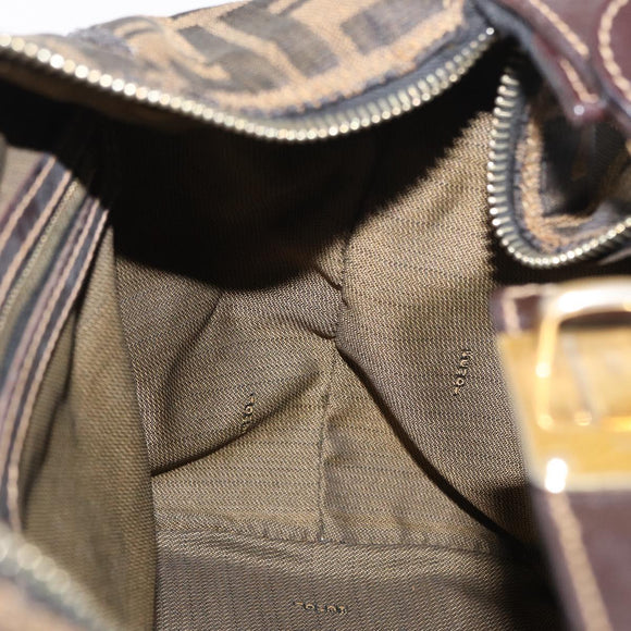 FENDI Zucca Canvas Hand Bag Black Brown Auth 148630