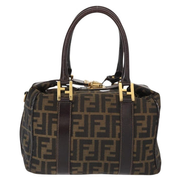 FENDI Zucca Canvas Hand Bag Black Brown Auth 148630 - 0