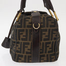 FENDI Zucca Canvas Hand Bag Black Brown Auth 148630-3