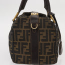 FENDI Zucca Canvas Hand Bag Black Brown Auth 148630-4
