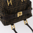 FENDI Zucca Canvas Hand Bag Black Brown Auth 148630-6