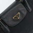 PRADA Hand Bag Nylon Black Gold Auth 148636-18