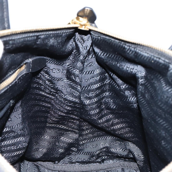 PRADA Hand Bag Nylon Black Gold Auth 148636