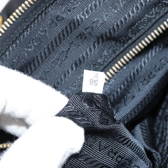 PRADA Hand Bag Nylon Black Gold Auth 148636