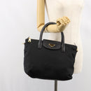 PRADA Hand Bag Nylon Black Gold Auth 148636-26