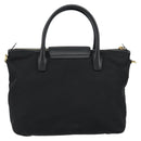 PRADA Hand Bag Nylon Black Gold Auth 148636-2
