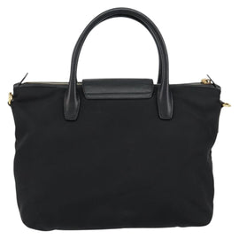 PRADA Hand Bag Nylon Black Gold Auth 148636 - 0