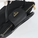 PRADA Hand Bag Nylon Black Gold Auth 148636-6