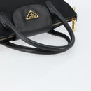 PRADA Hand Bag Nylon Black Gold Auth 148636-7