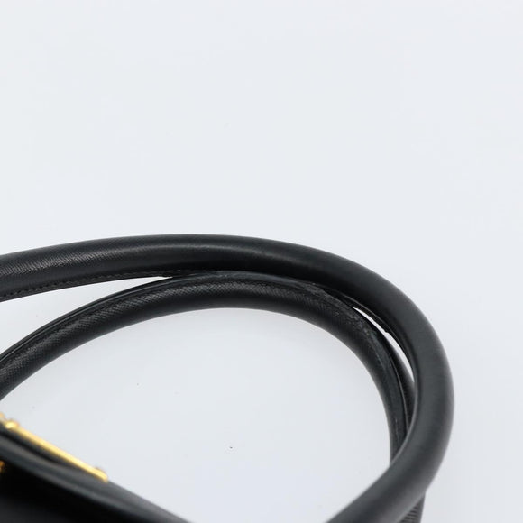 PRADA Hand Bag Nylon Black Gold Auth 148636