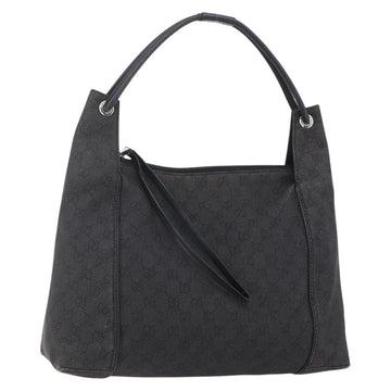 GUCCI GG Canvas Shoulder Bag Black Silver 152281 Auth 148637