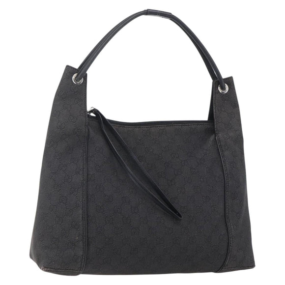 GUCCI GG Canvas Shoulder Bag Black Silver 152281 Auth 148637