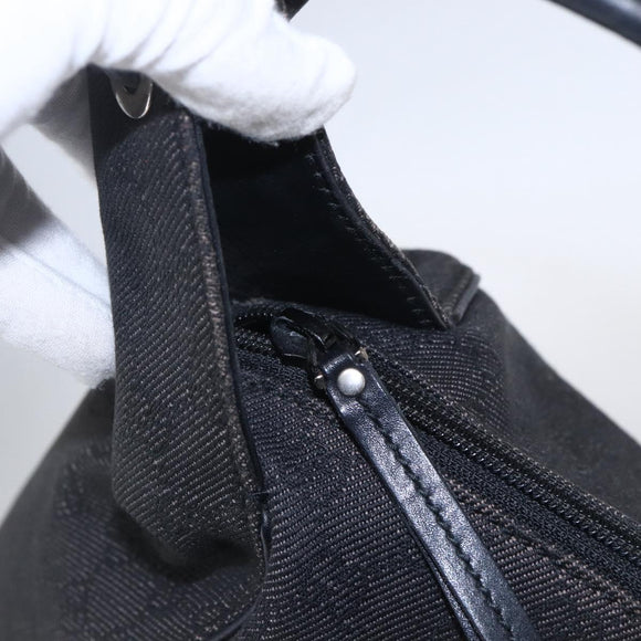 GUCCI GG Canvas Shoulder Bag Black Silver 152281 Auth 148637