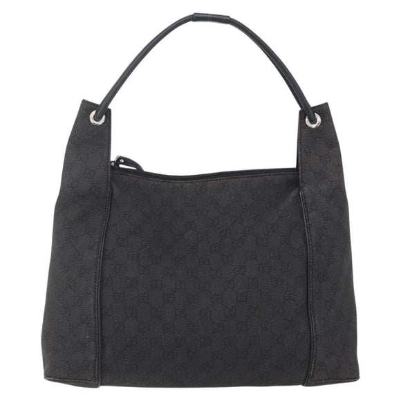 GUCCI GG Canvas Shoulder Bag Black Silver 152281 Auth 148637