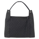 GUCCI GG Canvas Shoulder Bag Black Silver 152281 Auth 148637-2
