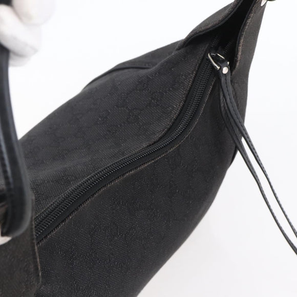 GUCCI GG Canvas Shoulder Bag Black Silver 152281 Auth 148637