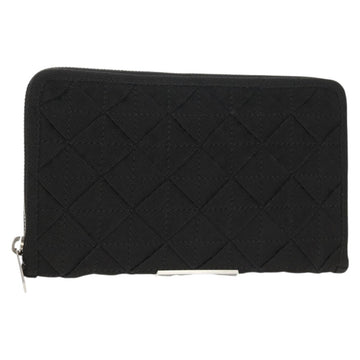 BOTTEGA VENETA Zippy Wallet Nylon Polypropylene Black Silver Auth 148640M