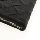 BOTTEGA VENETA Zippy Wallet Nylon Polypropylene Black Silver Auth 148640M-10