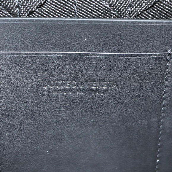 BOTTEGA VENETA Zippy Wallet Nylon Polypropylene Black Silver Auth 148640M