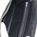 BOTTEGA VENETA Zippy Wallet Nylon Polypropylene Black Silver Auth 148640M-15