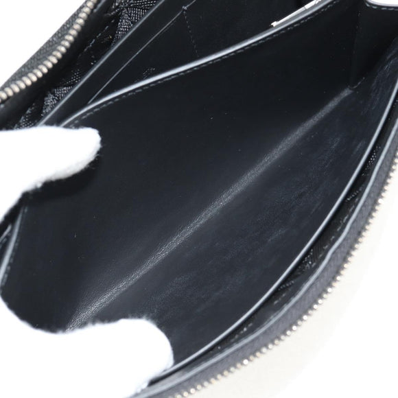 BOTTEGA VENETA Zippy Wallet Nylon Polypropylene Black Silver Auth 148640M