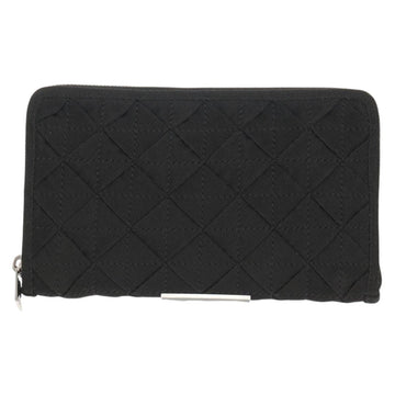 BOTTEGA VENETA Zippy Wallet Nylon Polypropylene Black Silver Auth 148640M - 0