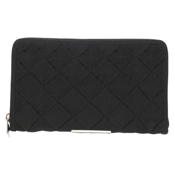 BOTTEGA VENETA Zippy Wallet Nylon Polypropylene Black Silver Auth 148640M
