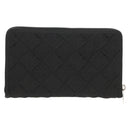 BOTTEGA VENETA Zippy Wallet Nylon Polypropylene Black Silver Auth 148640M-3