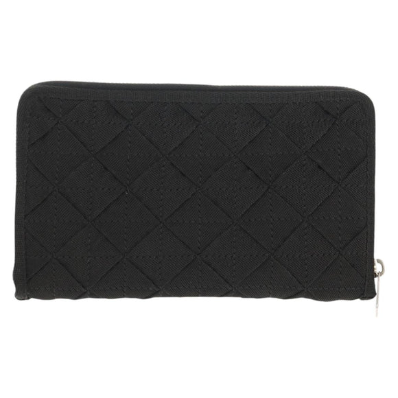 BOTTEGA VENETA Zippy Wallet Nylon Polypropylene Black Silver Auth 148640M