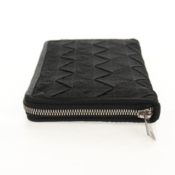 BOTTEGA VENETA Zippy Wallet Nylon Polypropylene Black Silver Auth 148640M