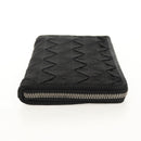 BOTTEGA VENETA Zippy Wallet Nylon Polypropylene Black Silver Auth 148640M-5