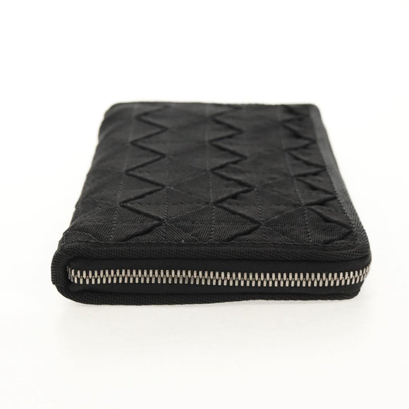 BOTTEGA VENETA Zippy Wallet Nylon Polypropylene Black Silver Auth 148640M